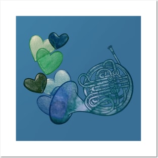 Blue French Horn Love Posters and Art